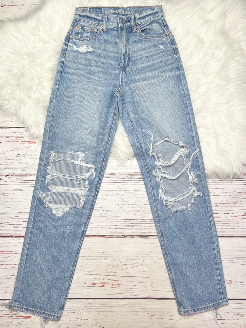 👖|•AMERICAN EAGLE•| 'Highest Rise Baggy Straight ' Leg Jeans Size 00 Regular